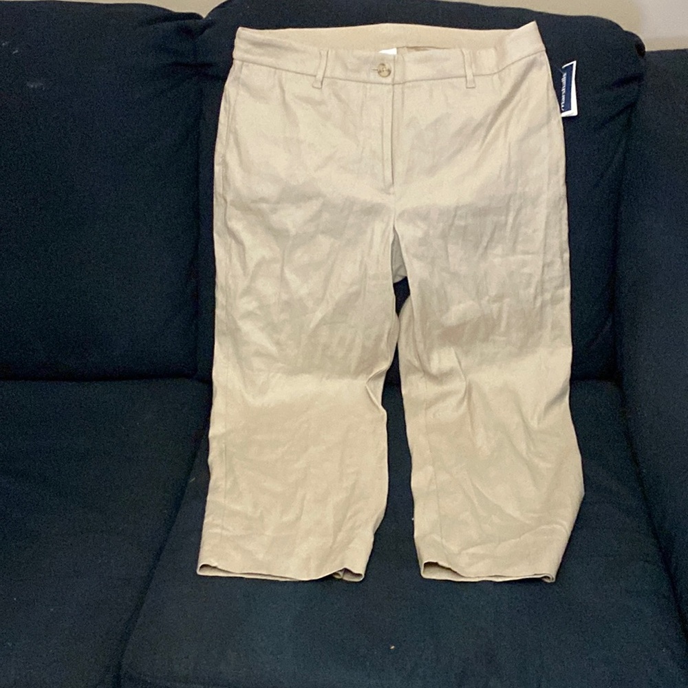 NWT J Jill Linen Stretch Beige Capri Pants Size 12